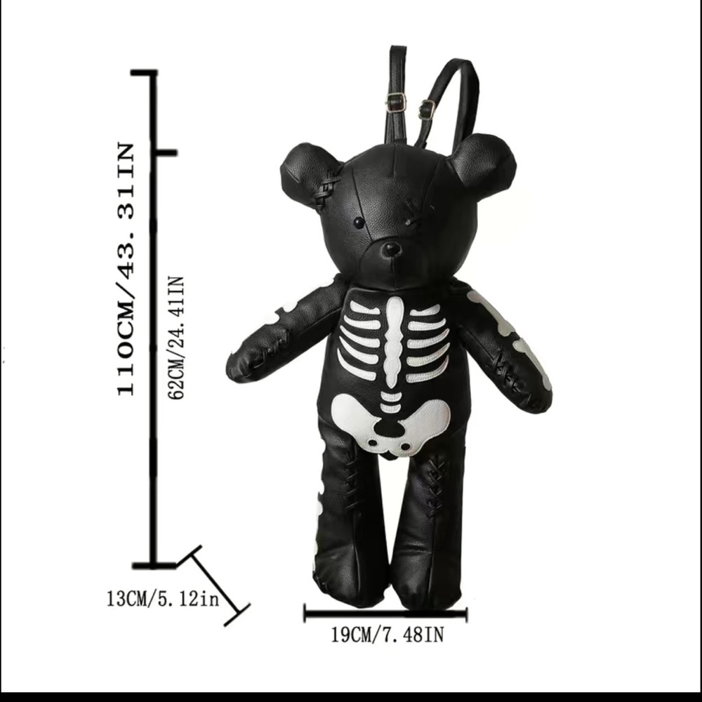Stuffed Skeleton Teddy Bear Backpack (2 Colors Av… - image 3